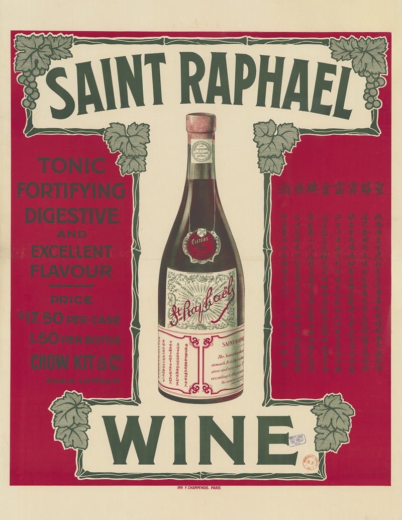 Imp. F. Champenois - Saint – Raphaël tonic, fortifying. Wine