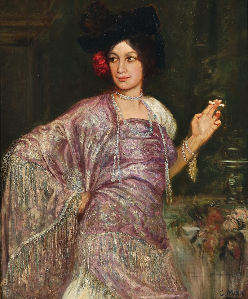 Corneille Max - Portrait of Dora Gedon as a Flamenco Dancer with Mantón de Manila Thrown over Her Shoulder