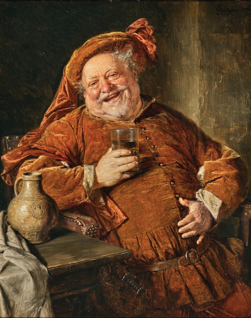 Eduard von Grützner - Falstaff with a Jug and a Glass