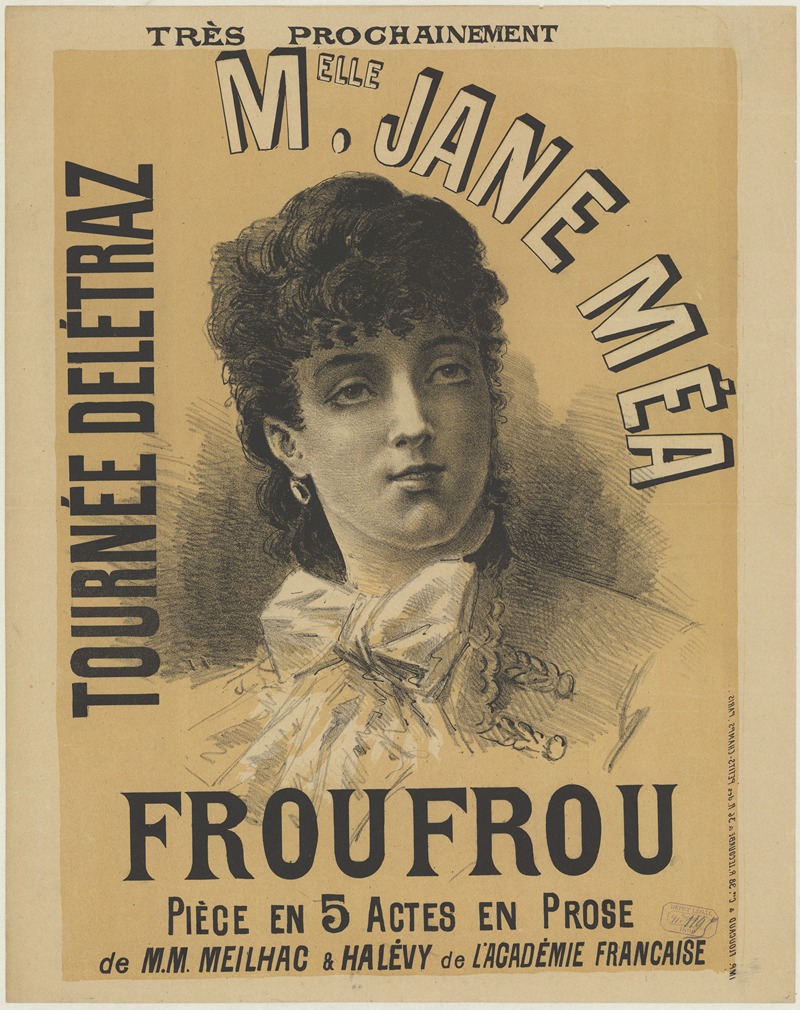 imp. Floucaud - Tournée Delétraz. Mlle Jane Méa. Froufrou