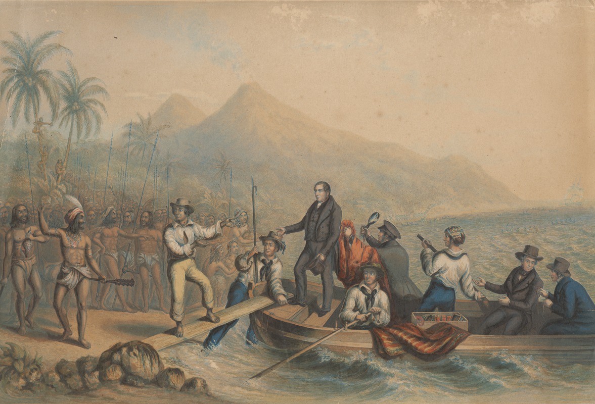 George Baxter - The Reception of the Rev. J. Williams at Tanna in the South Seas, the Day before He Was Massacred