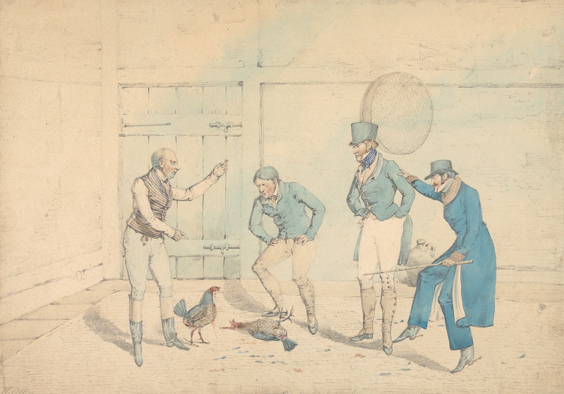 Henry Thomas Alken - A Cock-fight Watched by Four Men in an Out-House;The Death