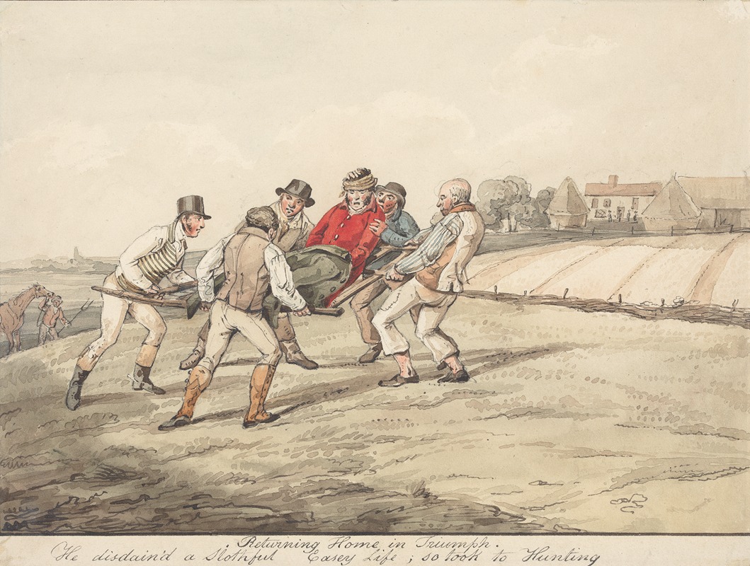 Henry Thomas Alken - ‘Qualified Horses and Unqualified Riders;’ `Returning Home in Triumph. He Disdain’d a Slothful Easey Life; so Took to Hunting’