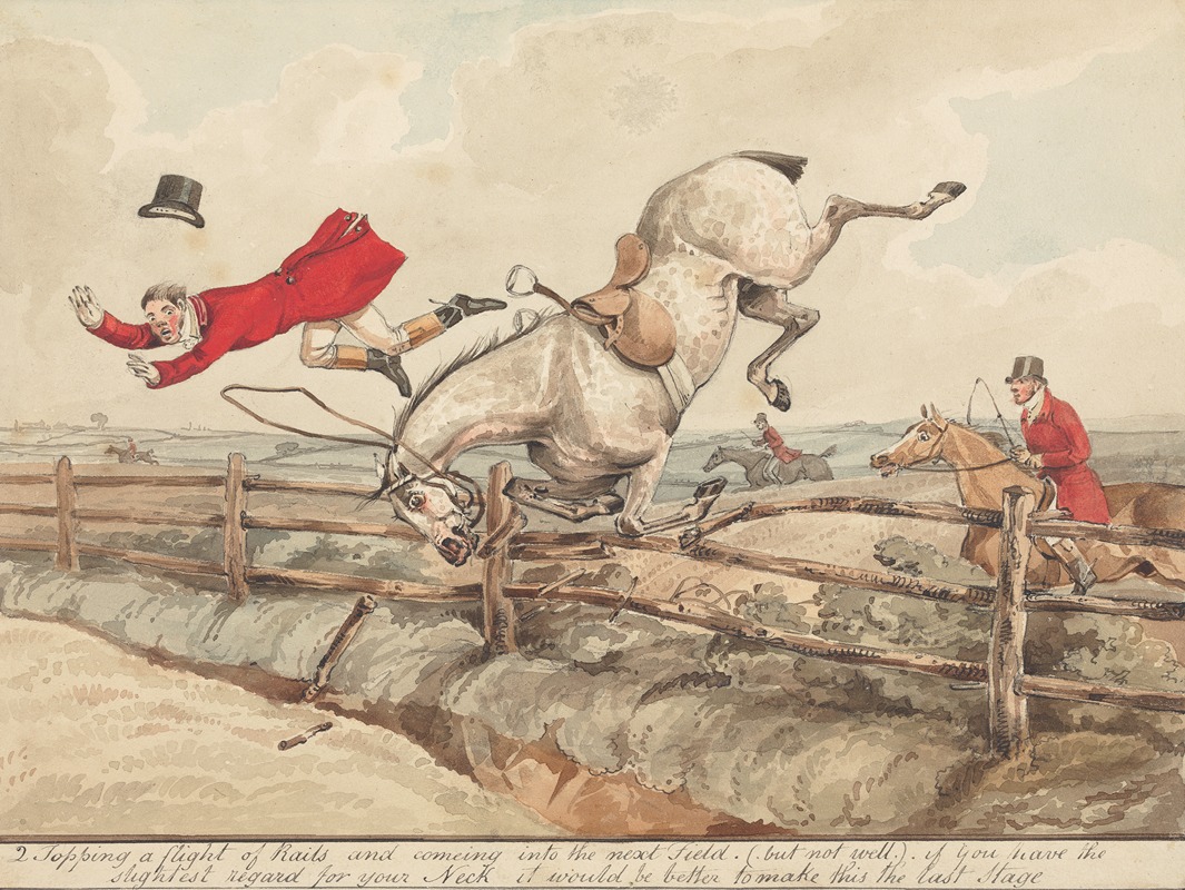 Henry Thomas Alken - ‘Qualified Horses and Unqualified Riders;’ ‘Topping a Flight of Rails…’