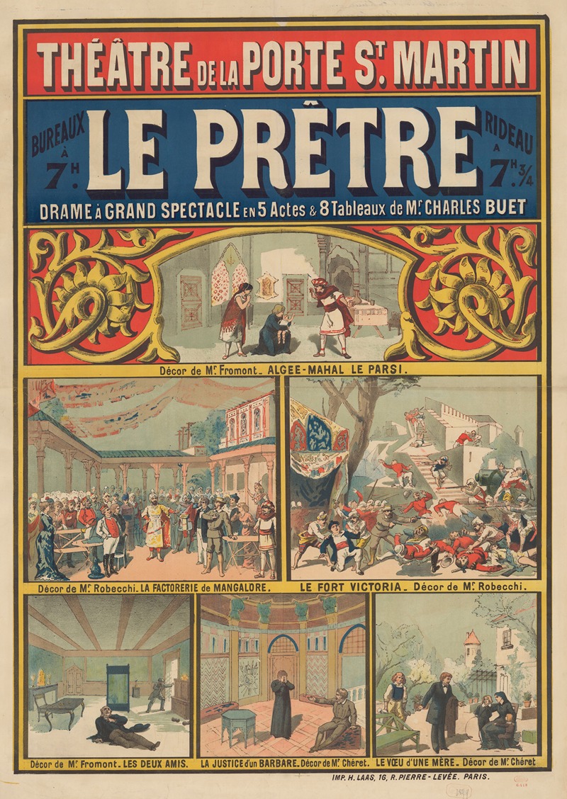 Imp. H. Laas - Théâtre de la Porte St Martin… Le Prêtre