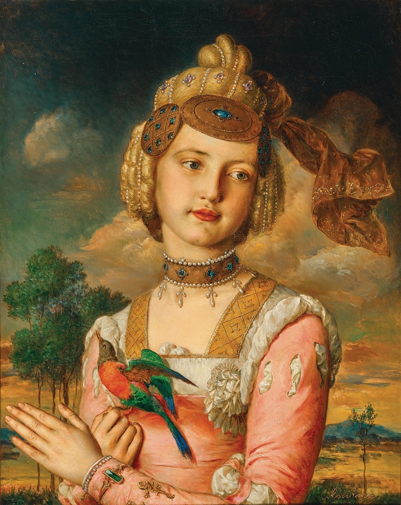Johann Baptist Reiter - Portrait of His Daughter Alexandrine (Lexi) as a Young Noblewoman