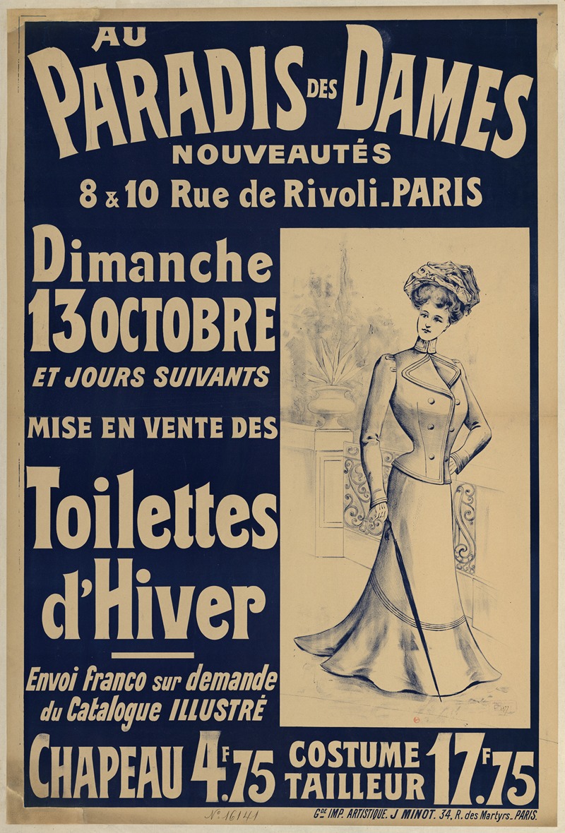 Imp. J. Minot - Au Paradis des Dames, nouveautés. Toilettes d’Hiver