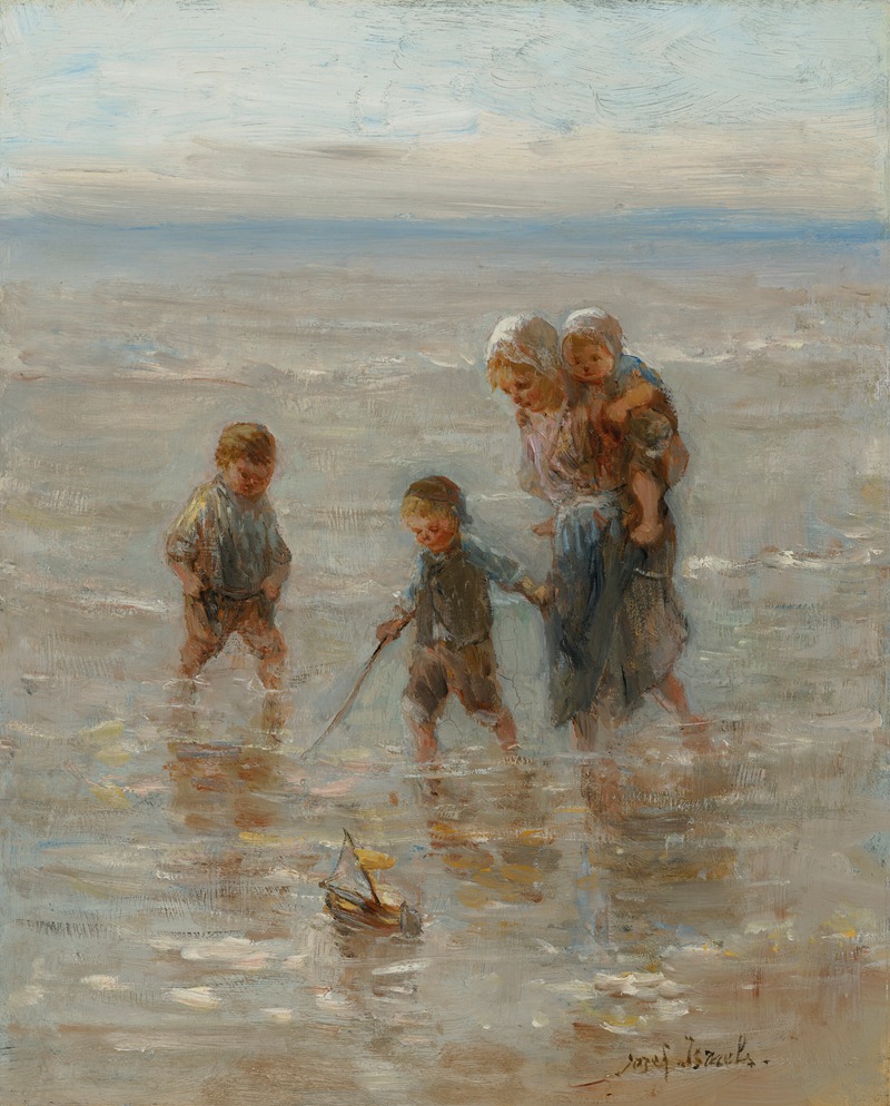 Jozef Israëls - Kinderen der Zee; Children playing in the surf