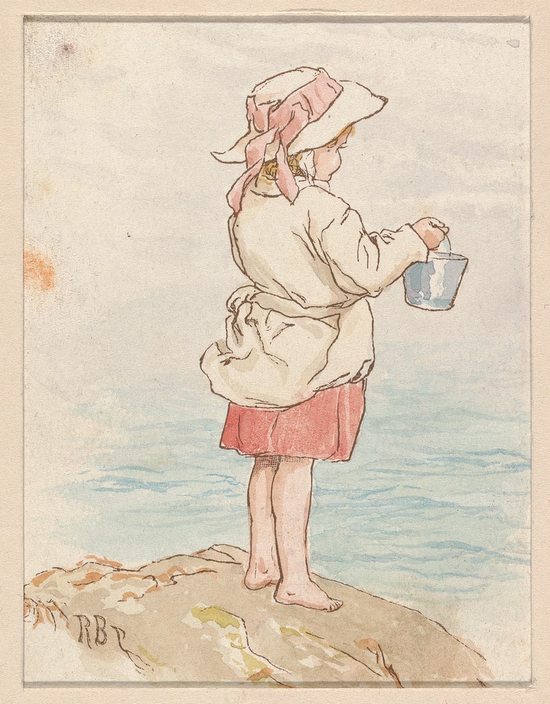 Robert Barnes - Girl with Pail Beside the Sea