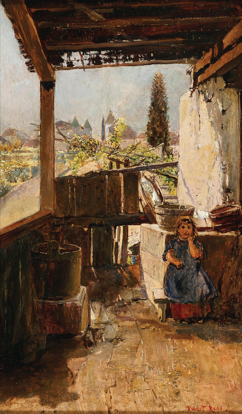Robert Russ - A Girl Standing by the Laundry Corner, South Tyrol