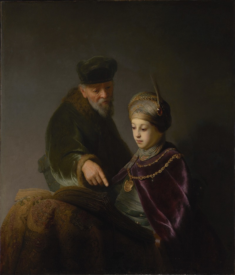 Follower of Rembrandt van Rijn - A Young Scholar and his Tutor