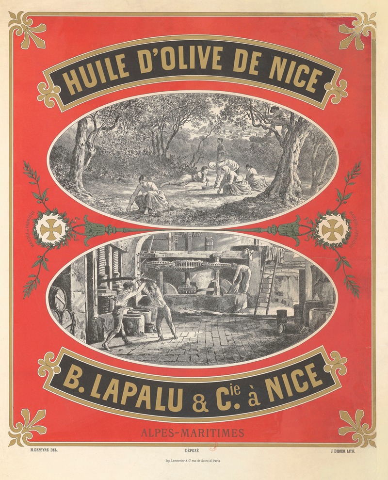 Imp. Lemercier & Cie - Huile d’olive de Nice. B. Lapalu & Cie à Nice