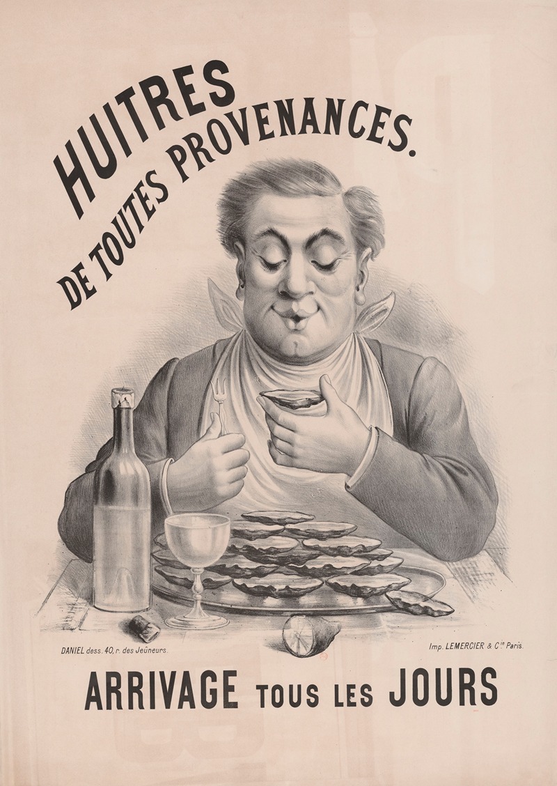 Imp. Lemercier & Cie - Huitres de toutes provenances. Arrivage tous les jours