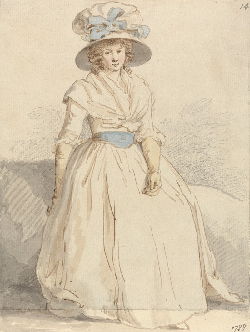 Edward Edwards - A Young Lady Seated Wearing a White Dress