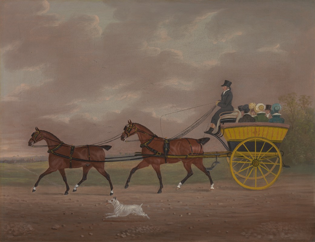 Edwin Cooper - A Gentleman Driving Tandem to a Jaunting Car