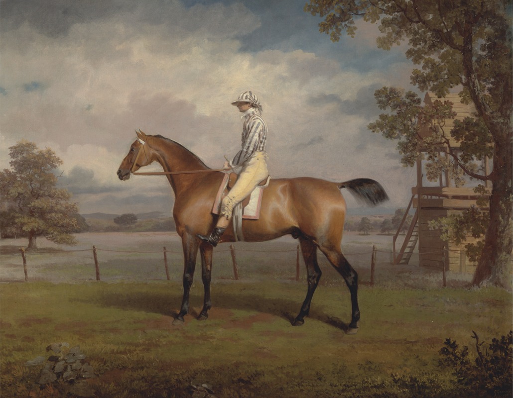 George Garrard - Portrait of a Racehorse, Possibly Disguise, the Property of the Duke of Hamilton, with Jockey Up