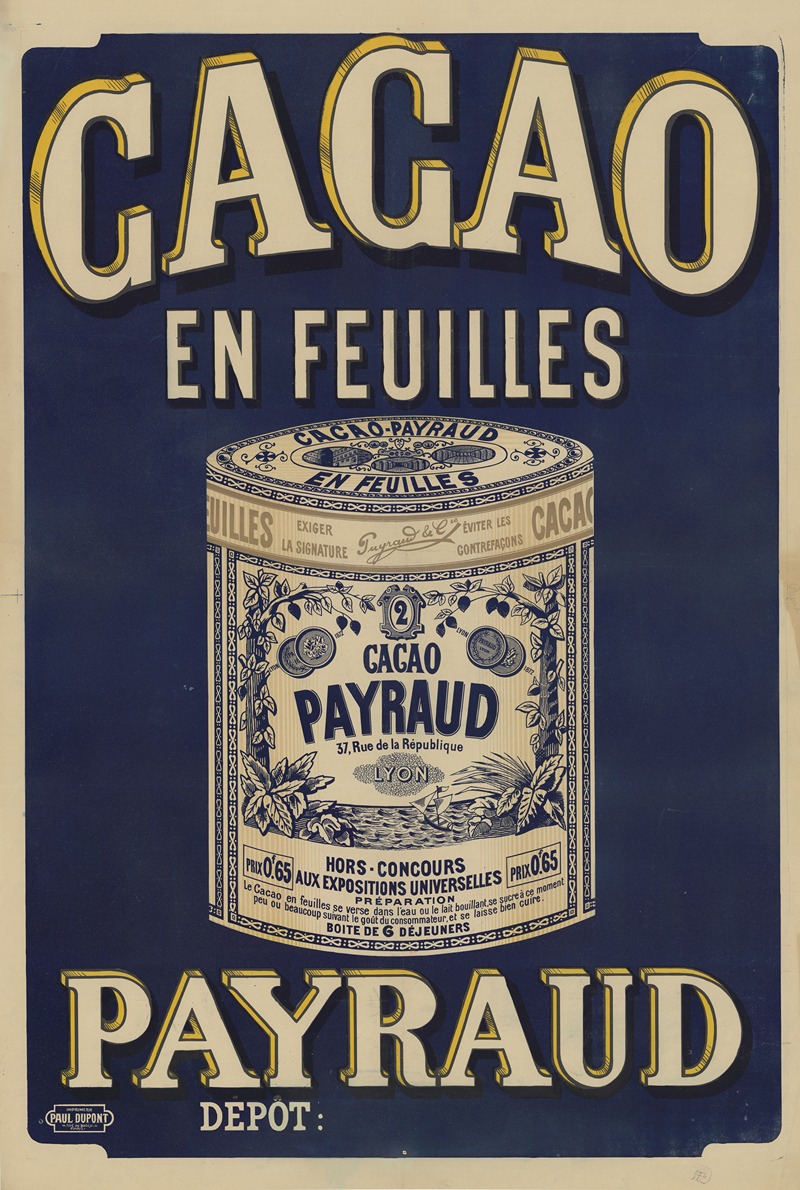 Imp. Paul Dupont - Cacao en feuilles Payraud