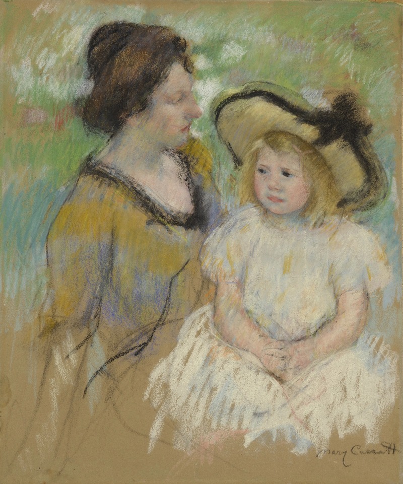 Mary Cassatt - Simone Seated on the Grass Next to Her Mother