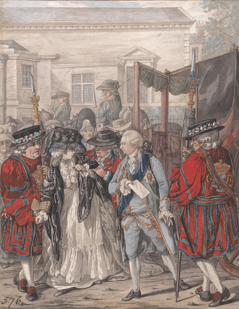 Richard Dighton - Margaret Nicholson Attempting to Assassinate His Majesty, George III, at the Garden Entrance of St. James’s Palace, 2nd August 1786