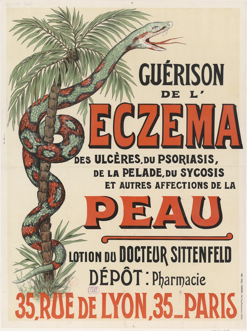 Imp. Paul Dupont - Guérison de l’éczéma, des ulcères, du psoriasis, de la pelade, du sycosis et autres affections de la peau