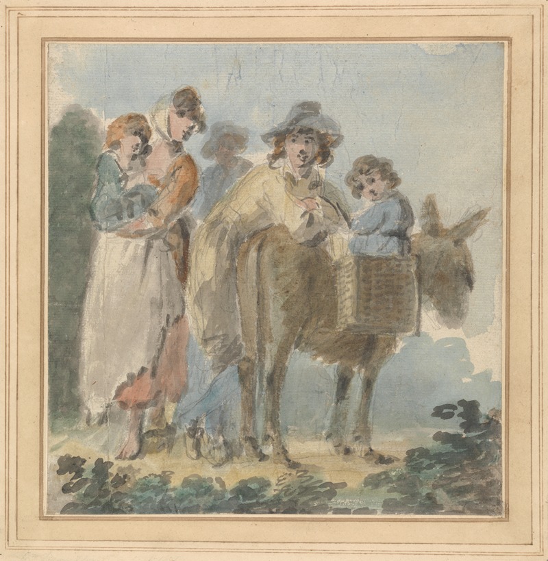 Samuel Shelley - A Peasant Family with Donkey