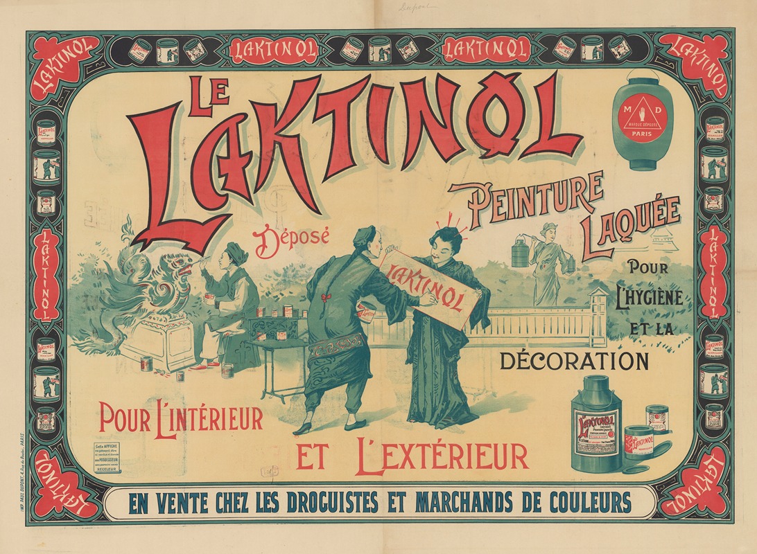 Imp. Paul Dupont - Le Laktinol. Peinture laquée… pour l’hygiène et la décoration… pour l’intérieur et l’extérieur