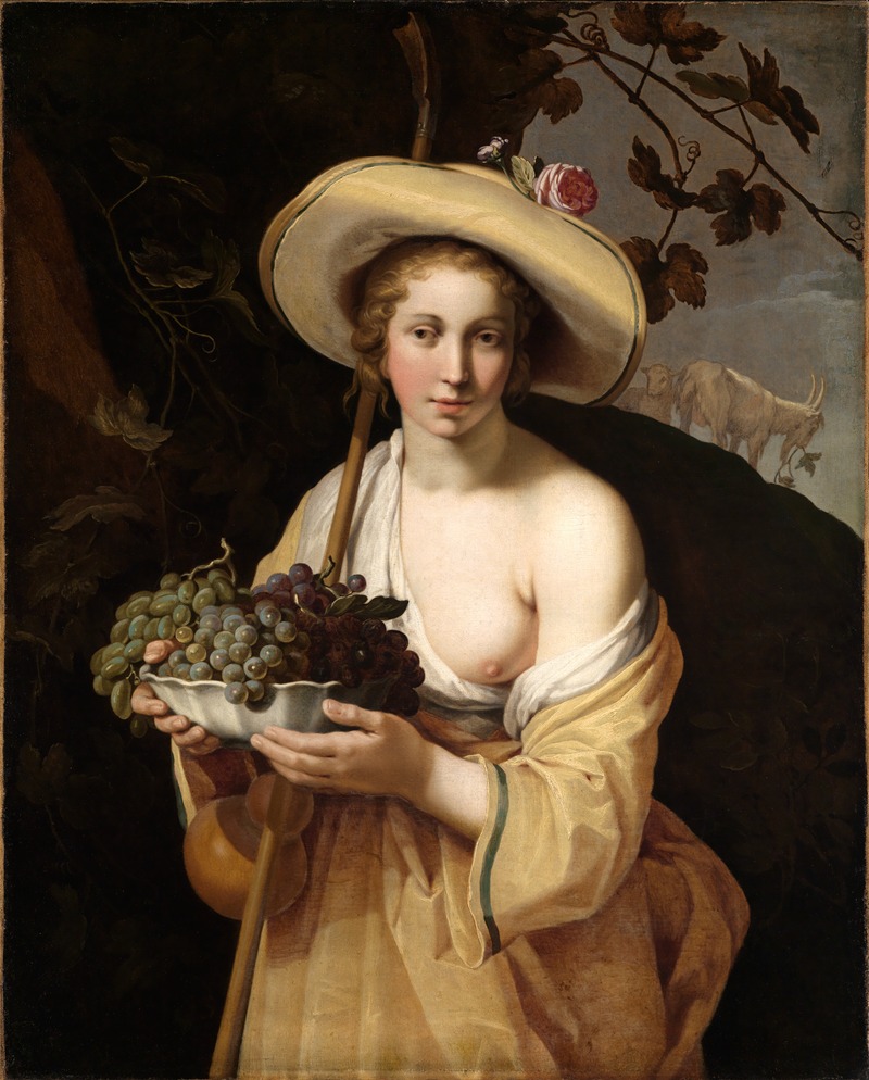 Abraham Bloemaert - Shepherdess with a bowl of grapes