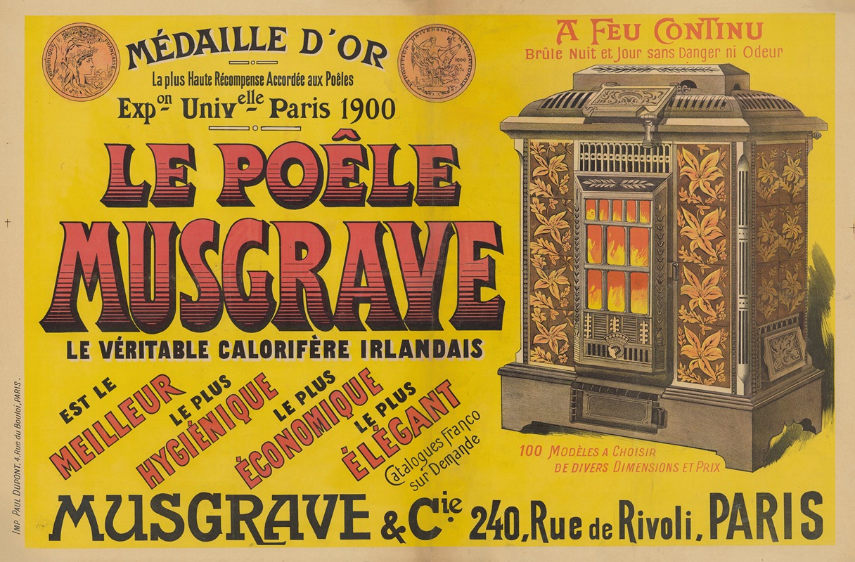 Imp. Paul Dupont - Le poêle MUSGRAVE, le véritable calorifère irlandais