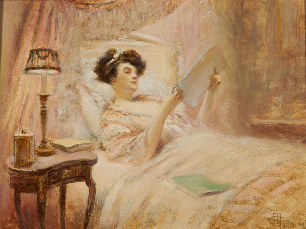 Albert Guillaume - La lecture au lit