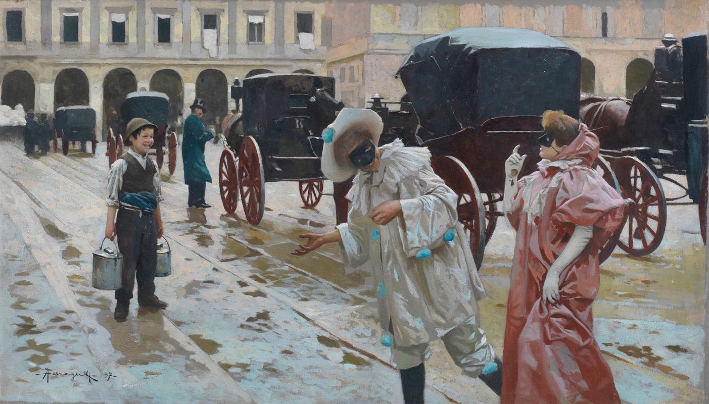 Arnaldo Ferraguti - Carnival, Piazza della Scala, Milan