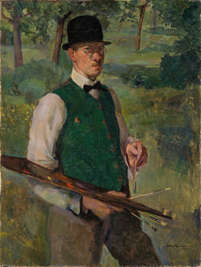 Arthur Grimm - Selbstbildnis mit Palette im Freien