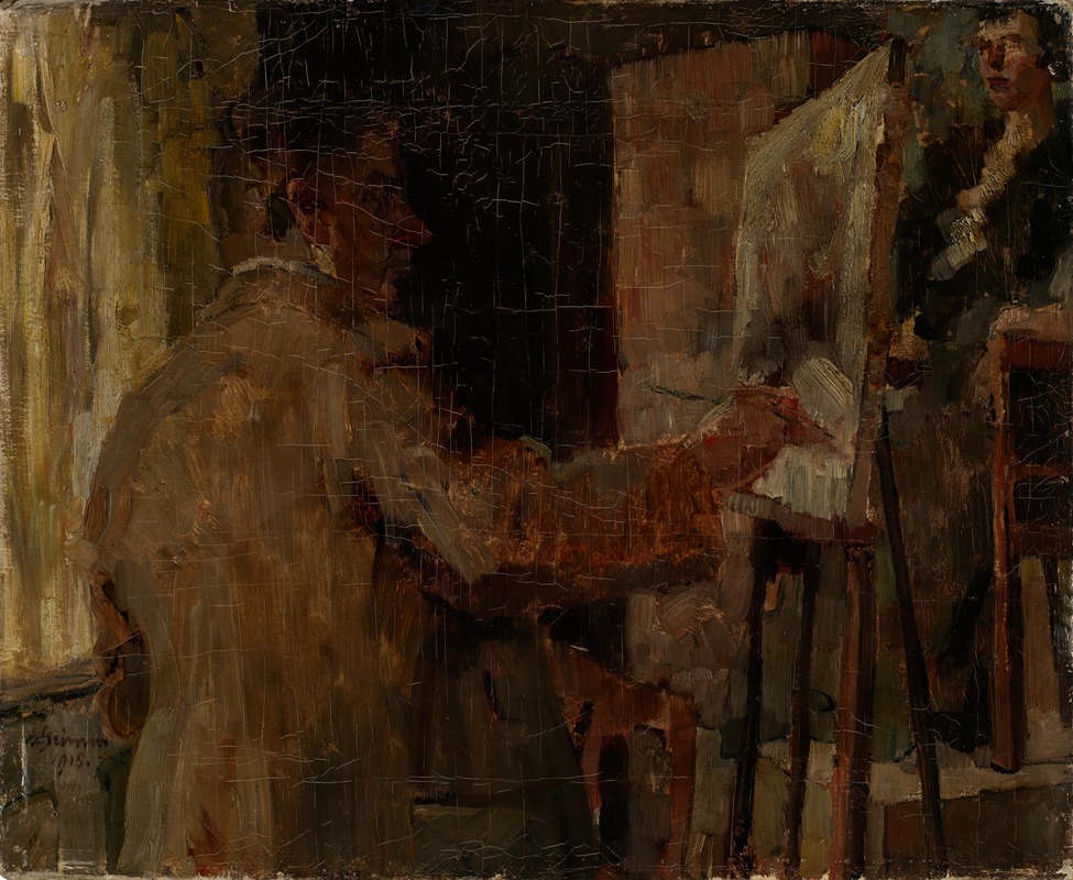 Arthur Grimm - Wilhelm Trübner im Atelier