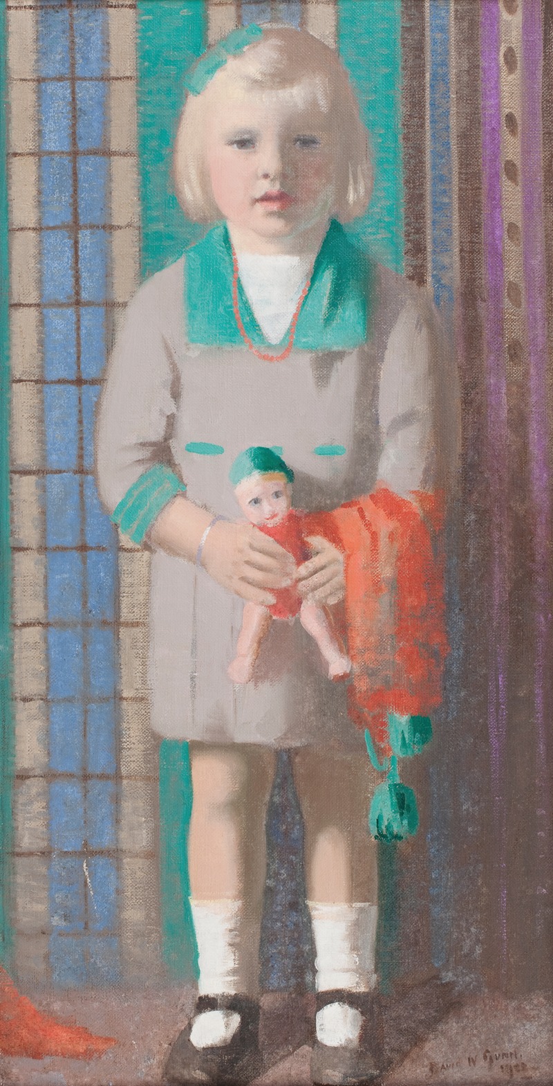 David William Gunn - Portrait of Young Girl with doll