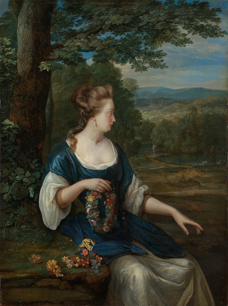Eglon van der Neer - Portrait of a woman with a wreath of flowers