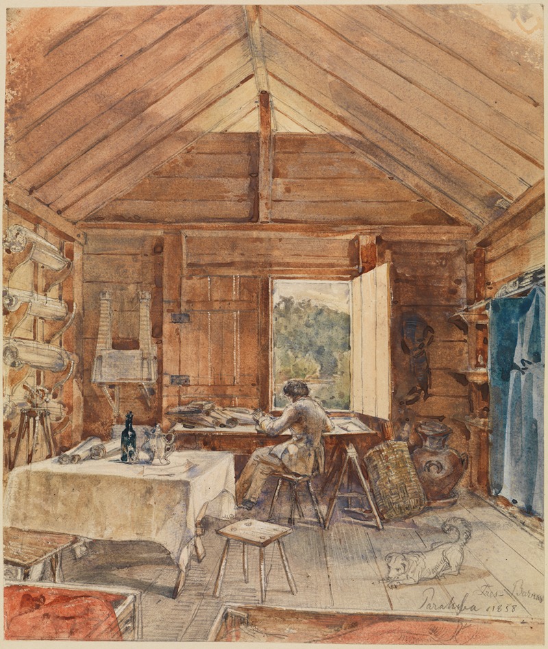 Ferdinand Keller - Interior with man at desk