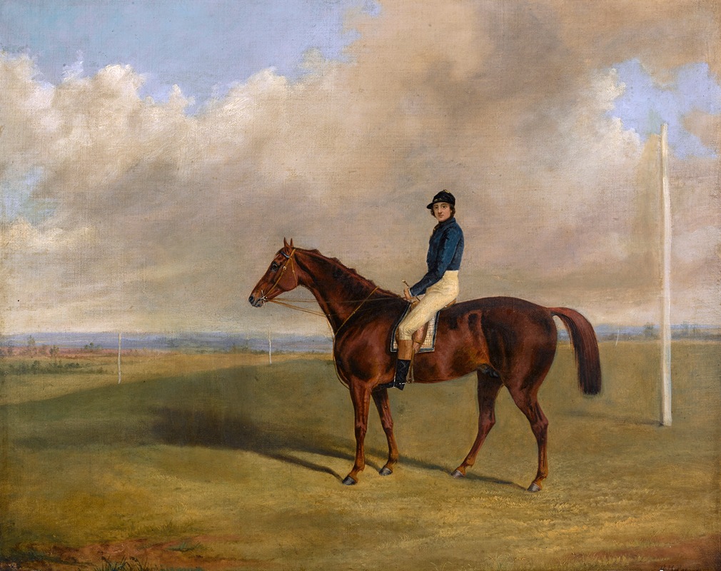George Henry Laporte - A racehorse with jockey up