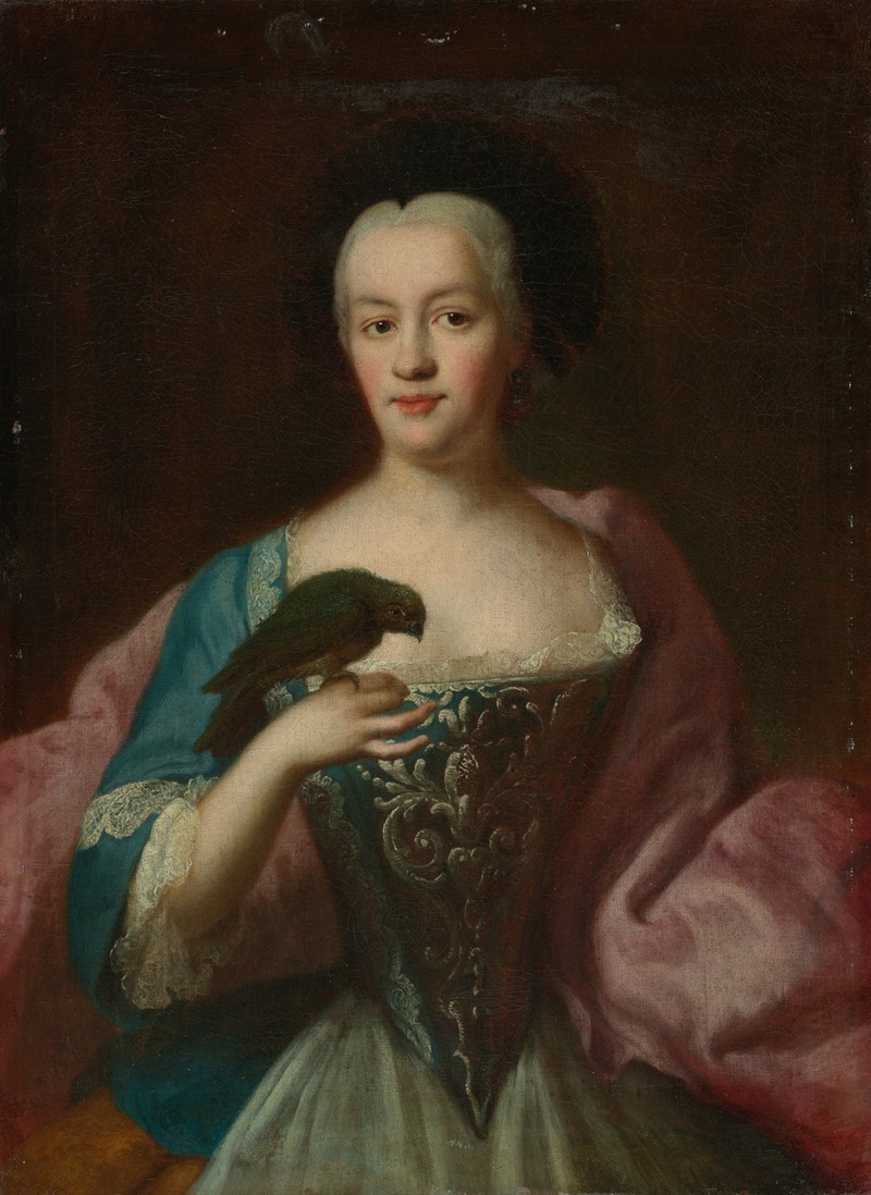Georg Desmarées - Portrait of a lady with a parrot