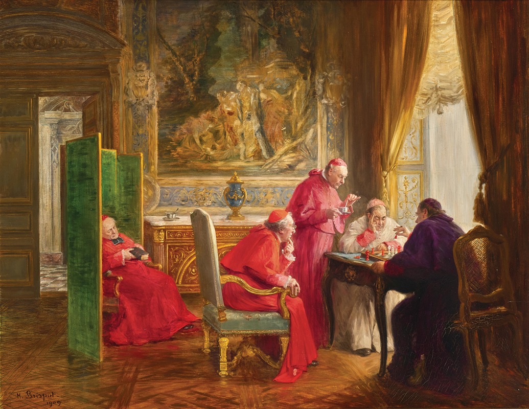 Henri Brispot - Cardinals Playing Chess