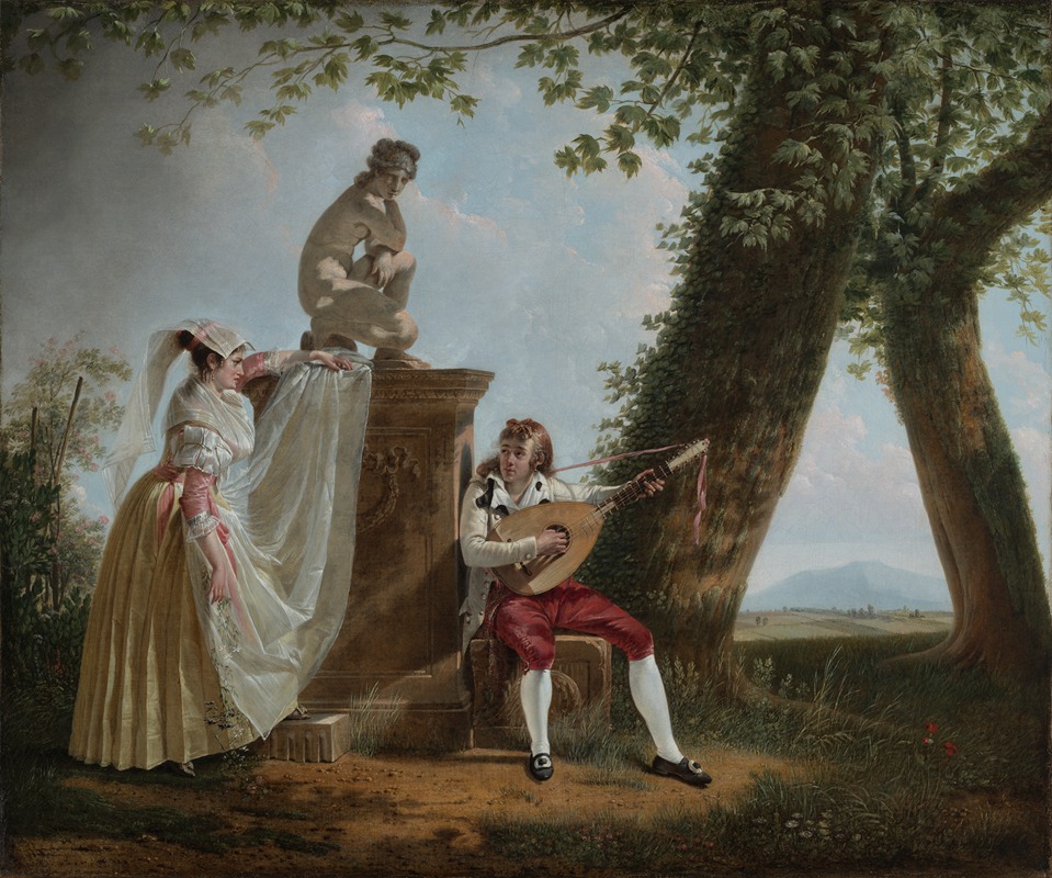Jacques Sablet - Serenade in a Roman park landscape