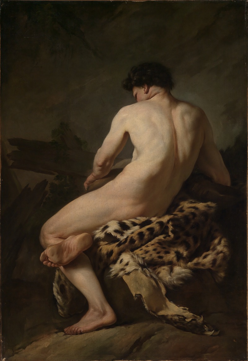 Jean Baptiste Marie Pierre - Seated male nude as Bacchus
