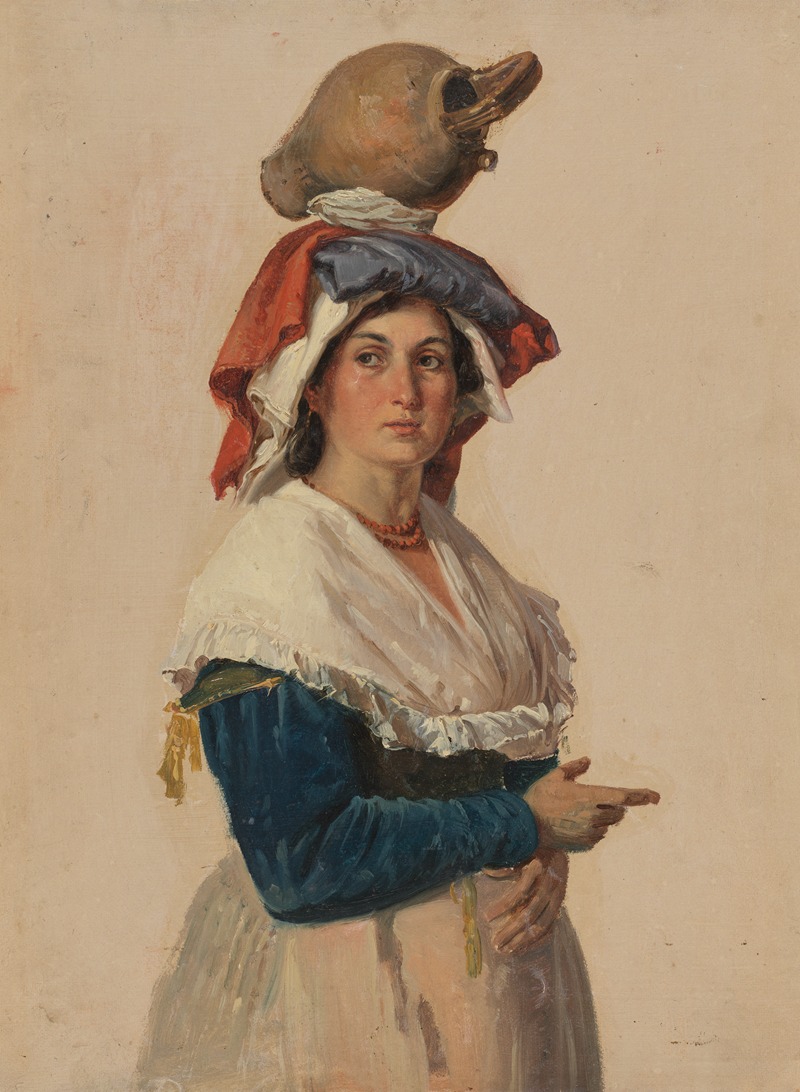 Johann Baptist Kirner - Halbfigur einer jungen Italienerin in Tracht, einen Krug auf dem Kopf tragend