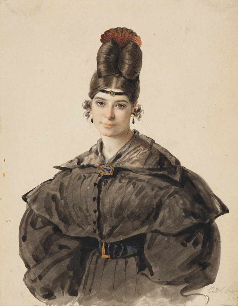 Johann Grund - Anna Appenzeller, die erste Gattin des Künstlers in halber Figur
