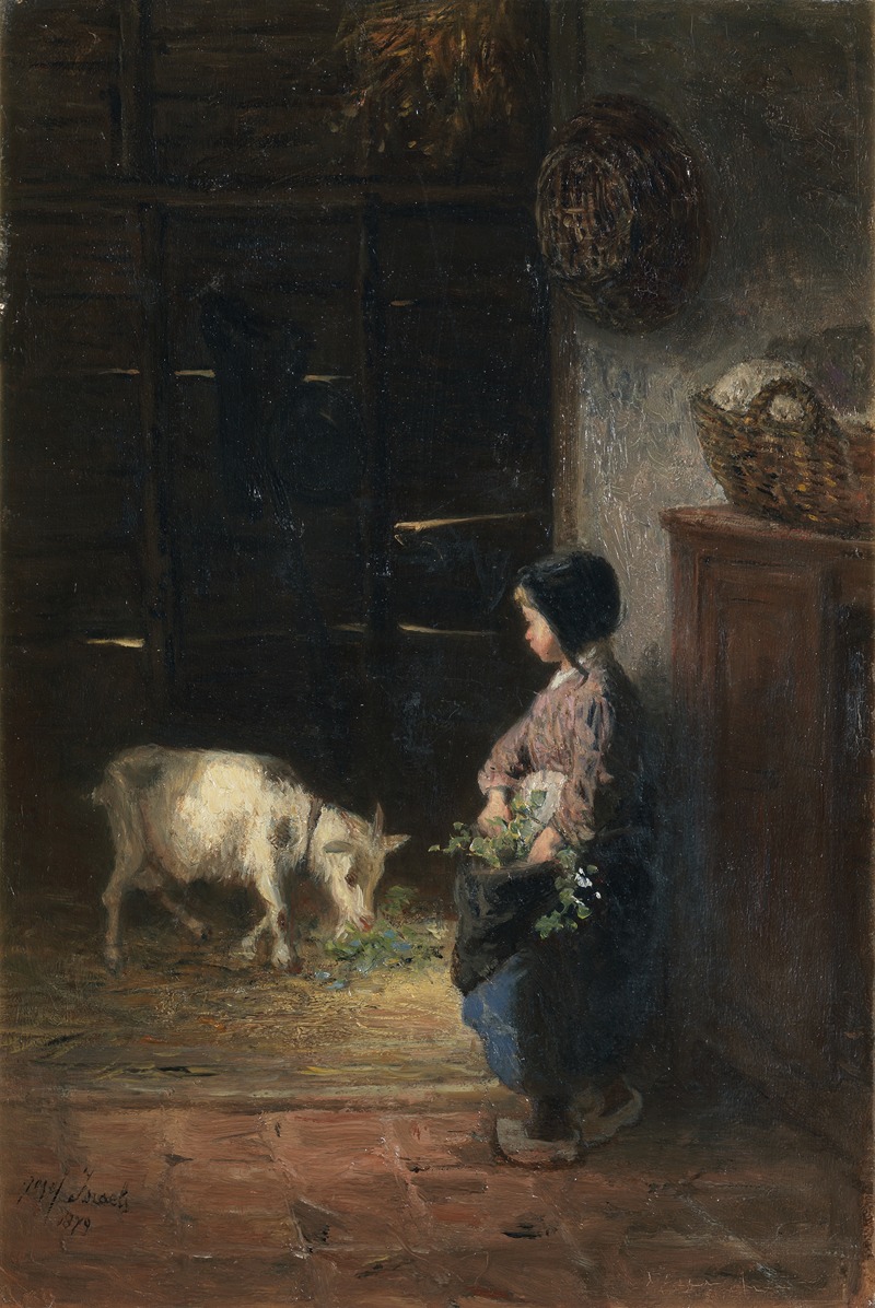 Jozef Israëls - Feeding the pet goat