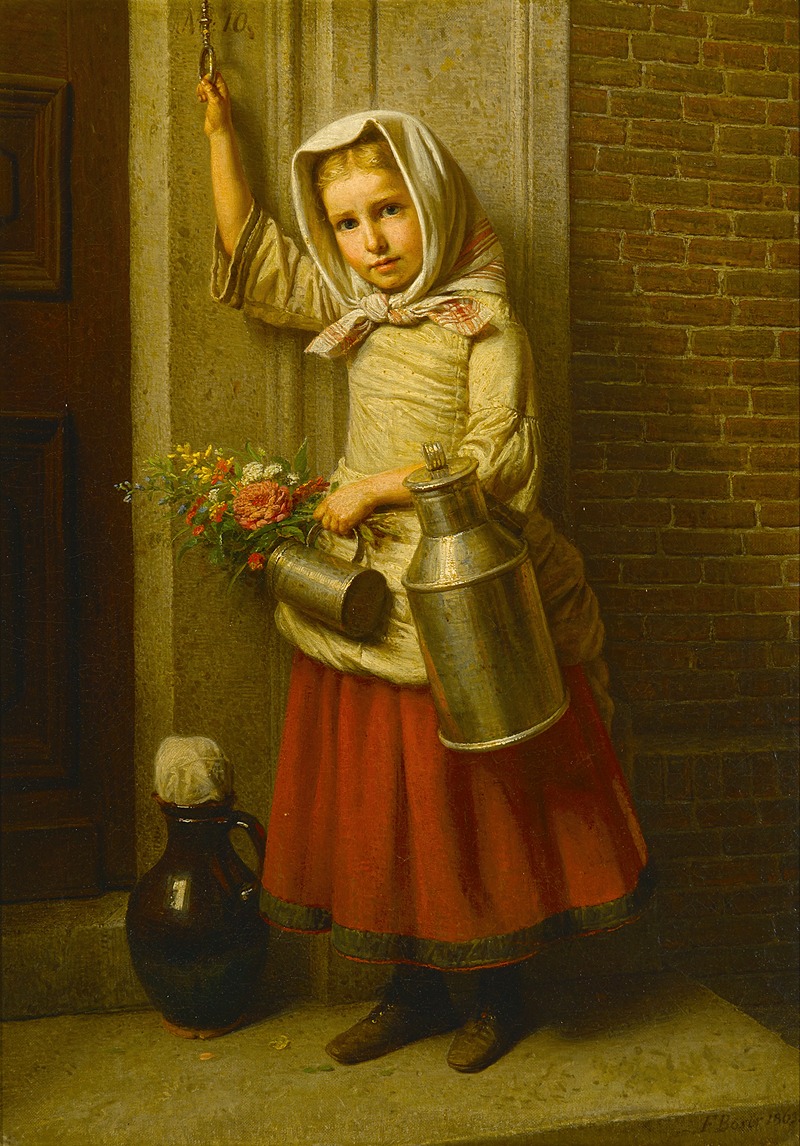 Karl Friedrich Boser - A portrait of a young girl with a pail