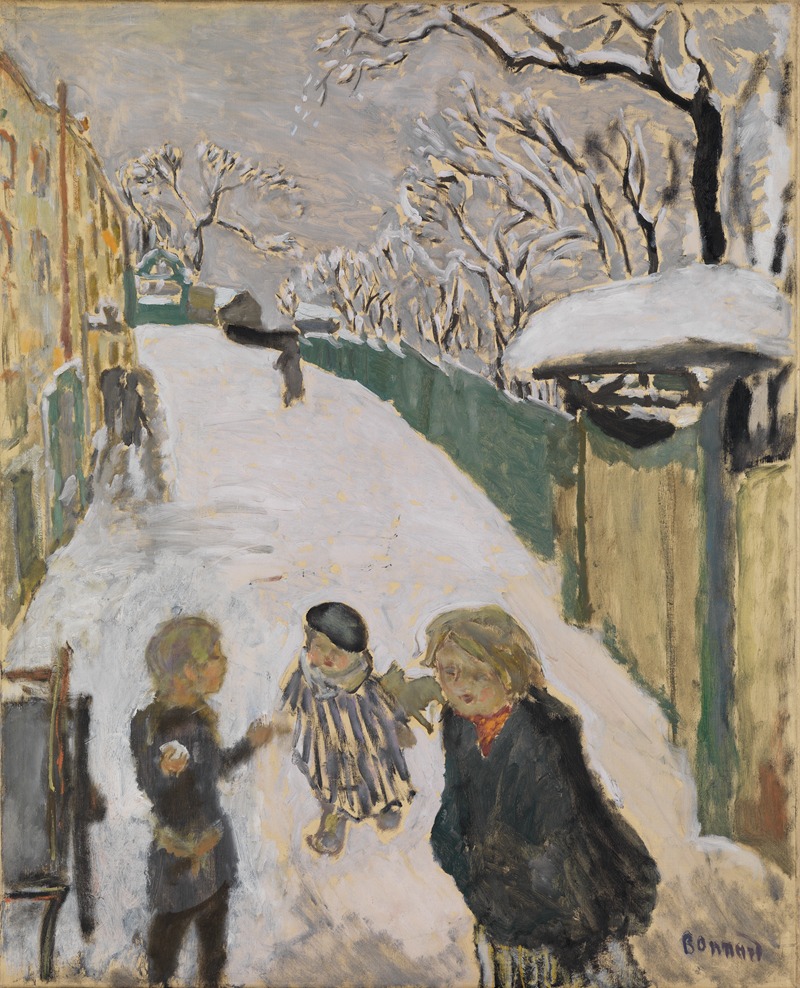 Pierre Bonnard - Straße im Schnee mit spielenden Kindern