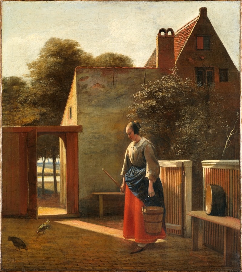 Pieter De Hooch - A maid with a bucket in a backyard