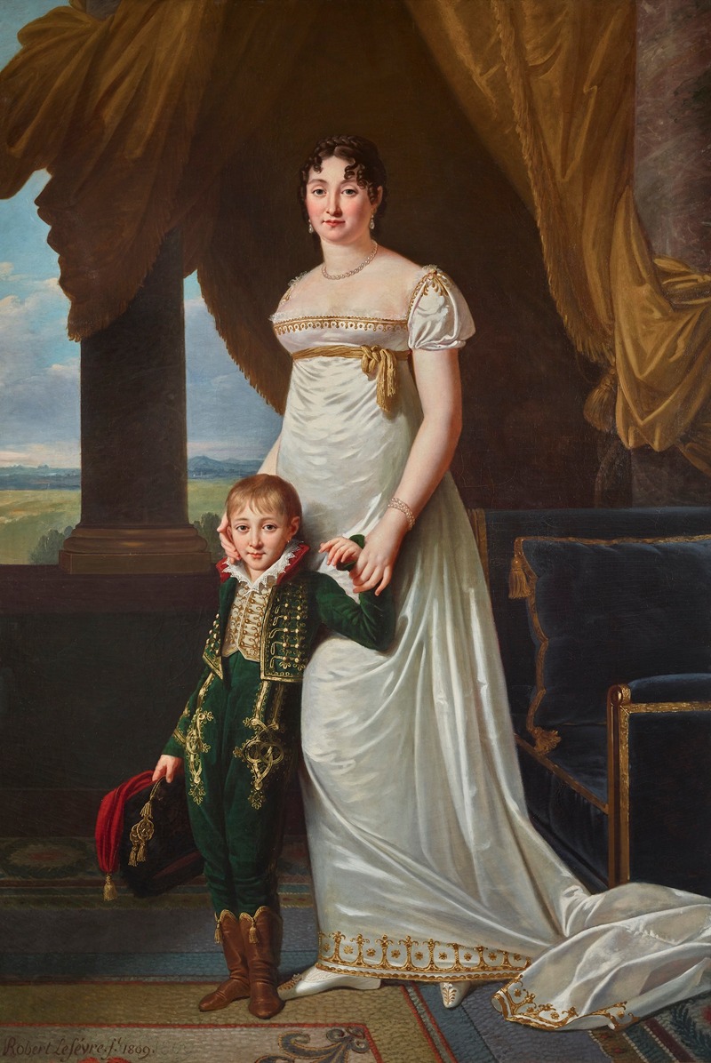 Robert Jacques François Lefèvre - Portrait de la baronne Solignac avec son fils Jean-Baptiste-Eugène