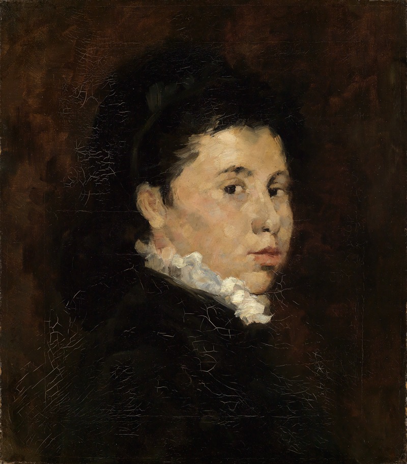 Wilhelm Leibl - Bildnis einer Dame in schwarzem Kleid mit weißer Halskrause