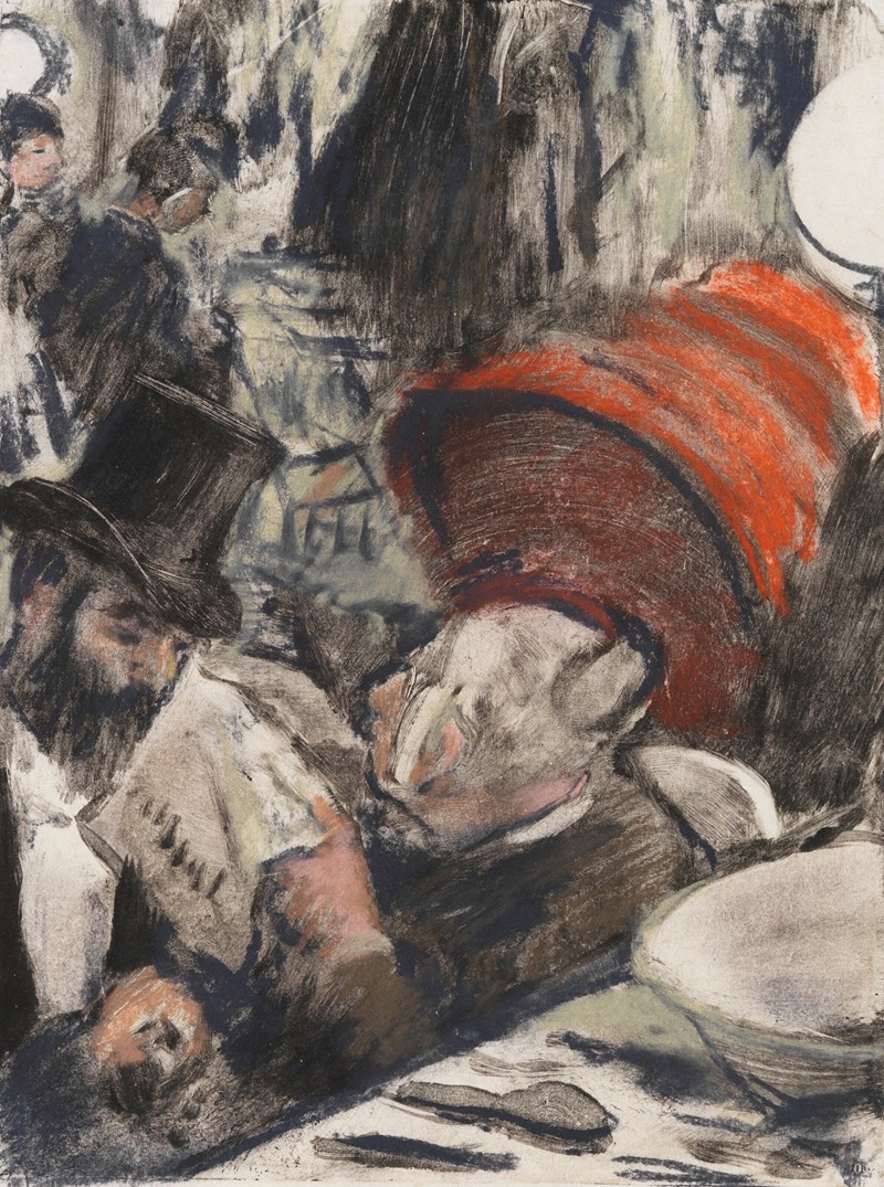 Edgar Degas - Ludovic Halévy trouve Madame Cardinal dans les loges