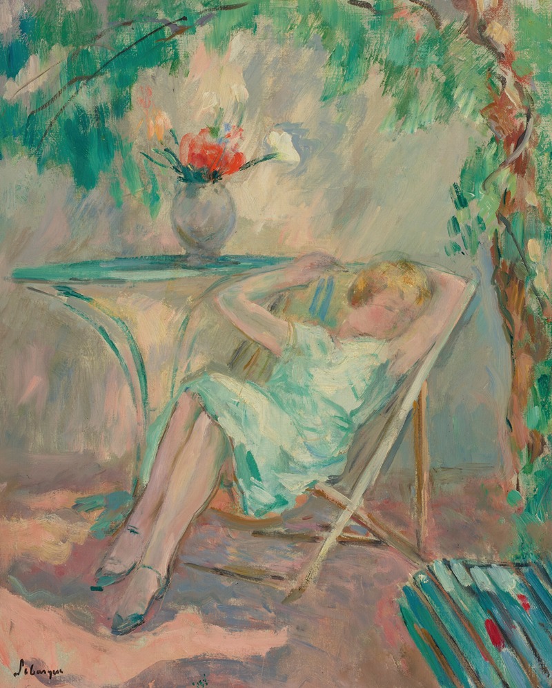 Henri Lebasque - Jeune fille assoupie dans un jardin